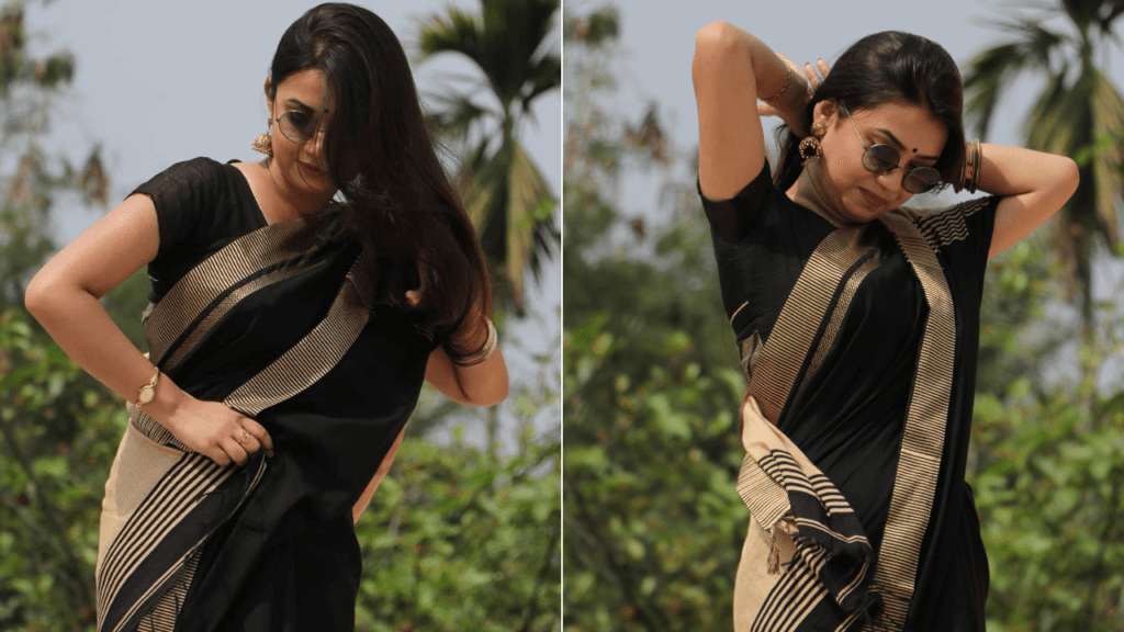 Black saree candid
