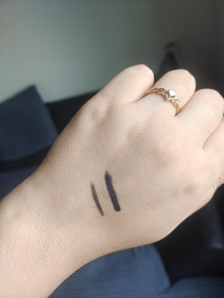 Swatches of Elle 18 Eye Drama Kajal